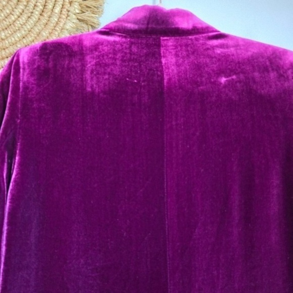 ZARA NEW Luxe Purple Velvet Rhinestone Button Oversized Blazer SZ Small - Picture 7 of 12